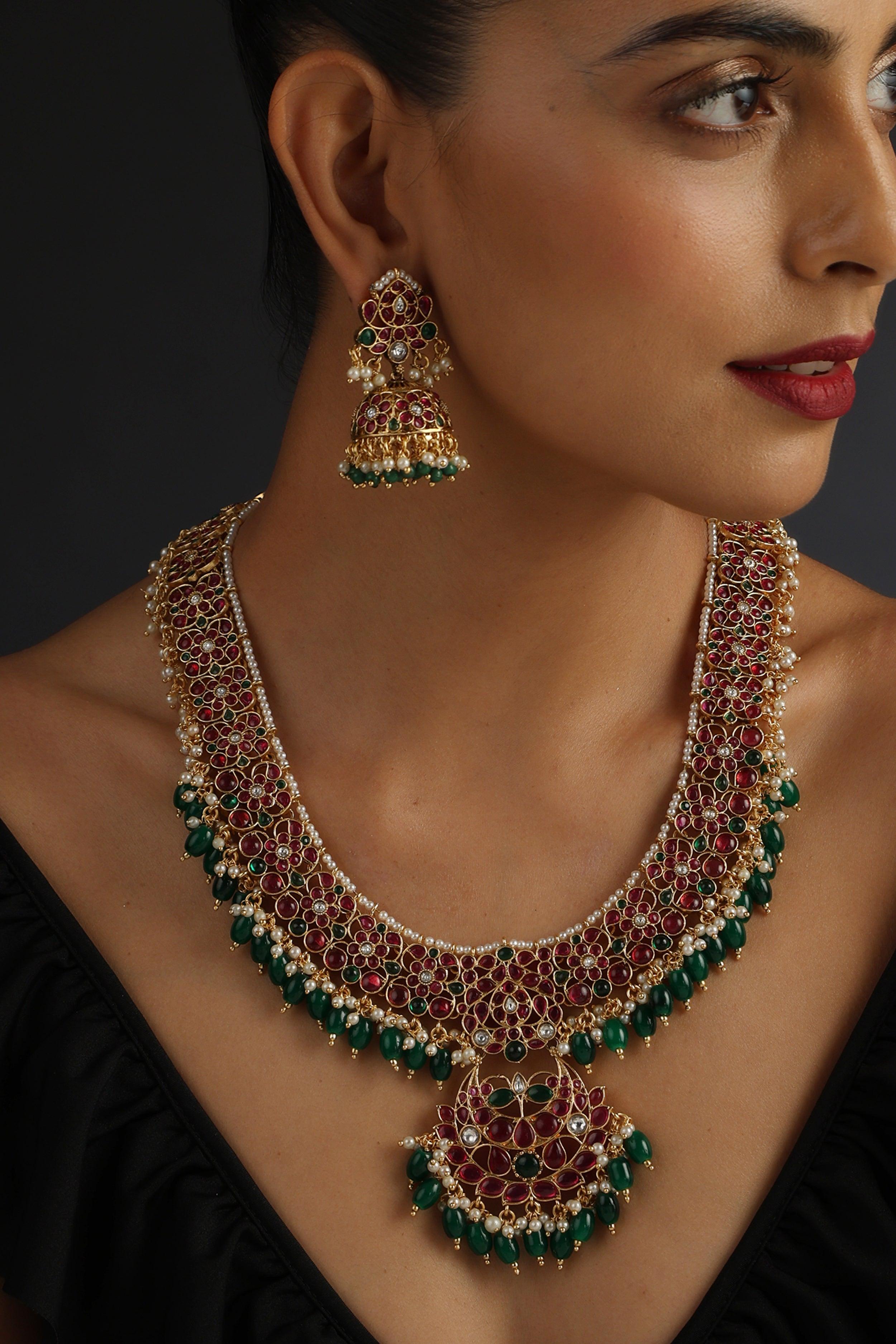 Regal Harmony Jadau Kundan Necklace Set - Dyulokha