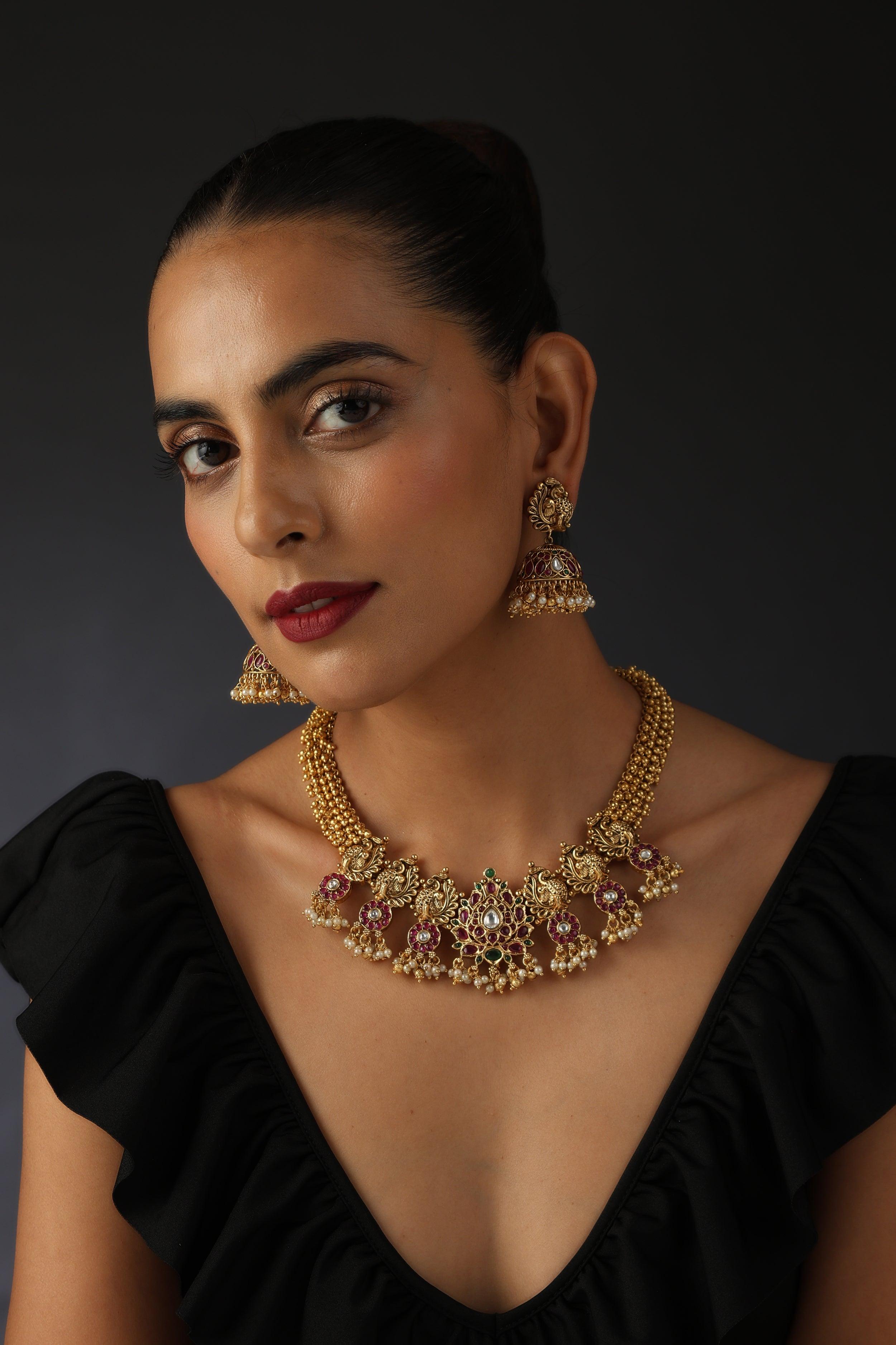Royal Charm Jadau Kundan Necklace Set - Dyulokha