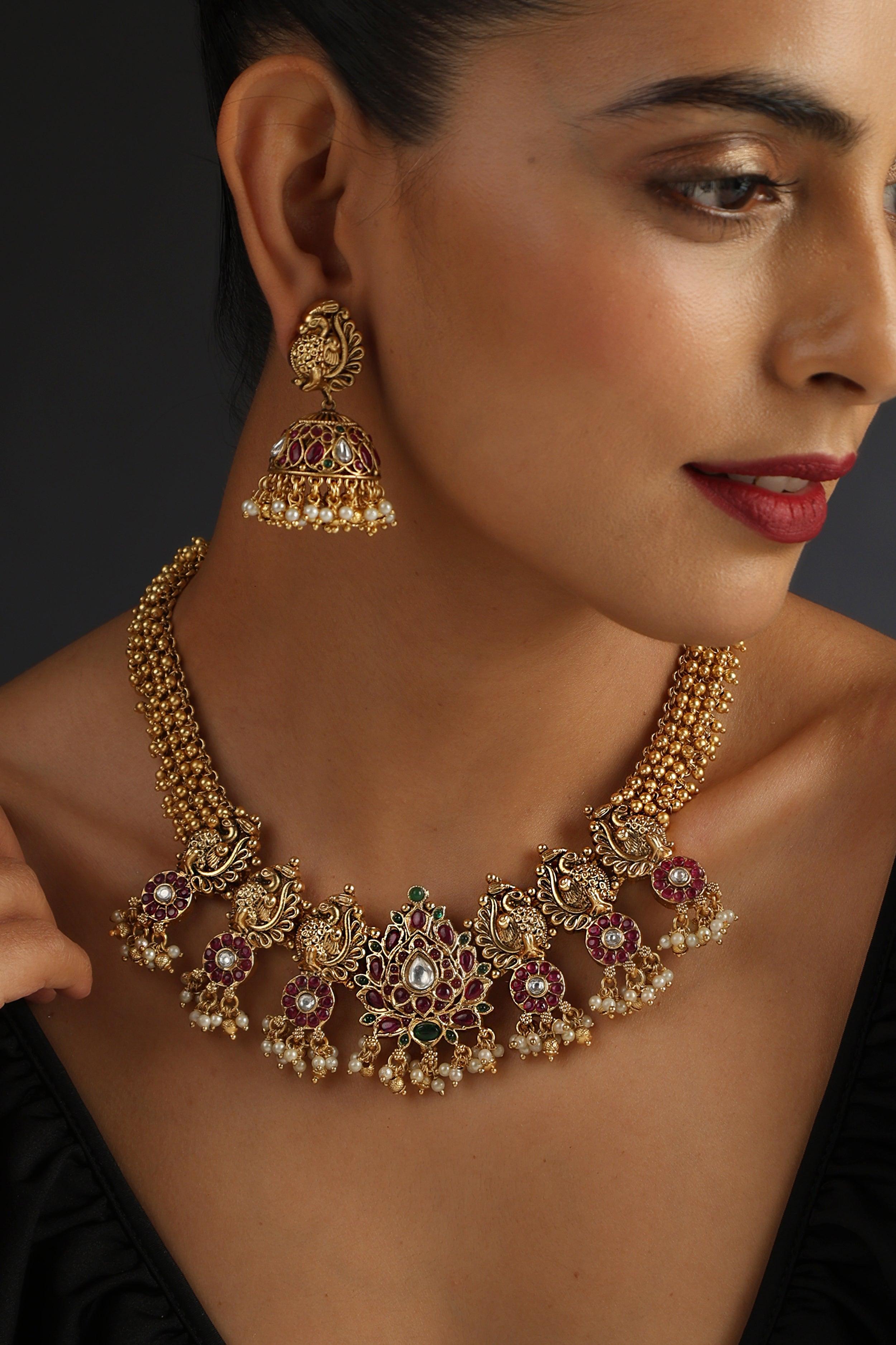 Royal Charm Jadau Kundan Necklace Set - Dyulokha