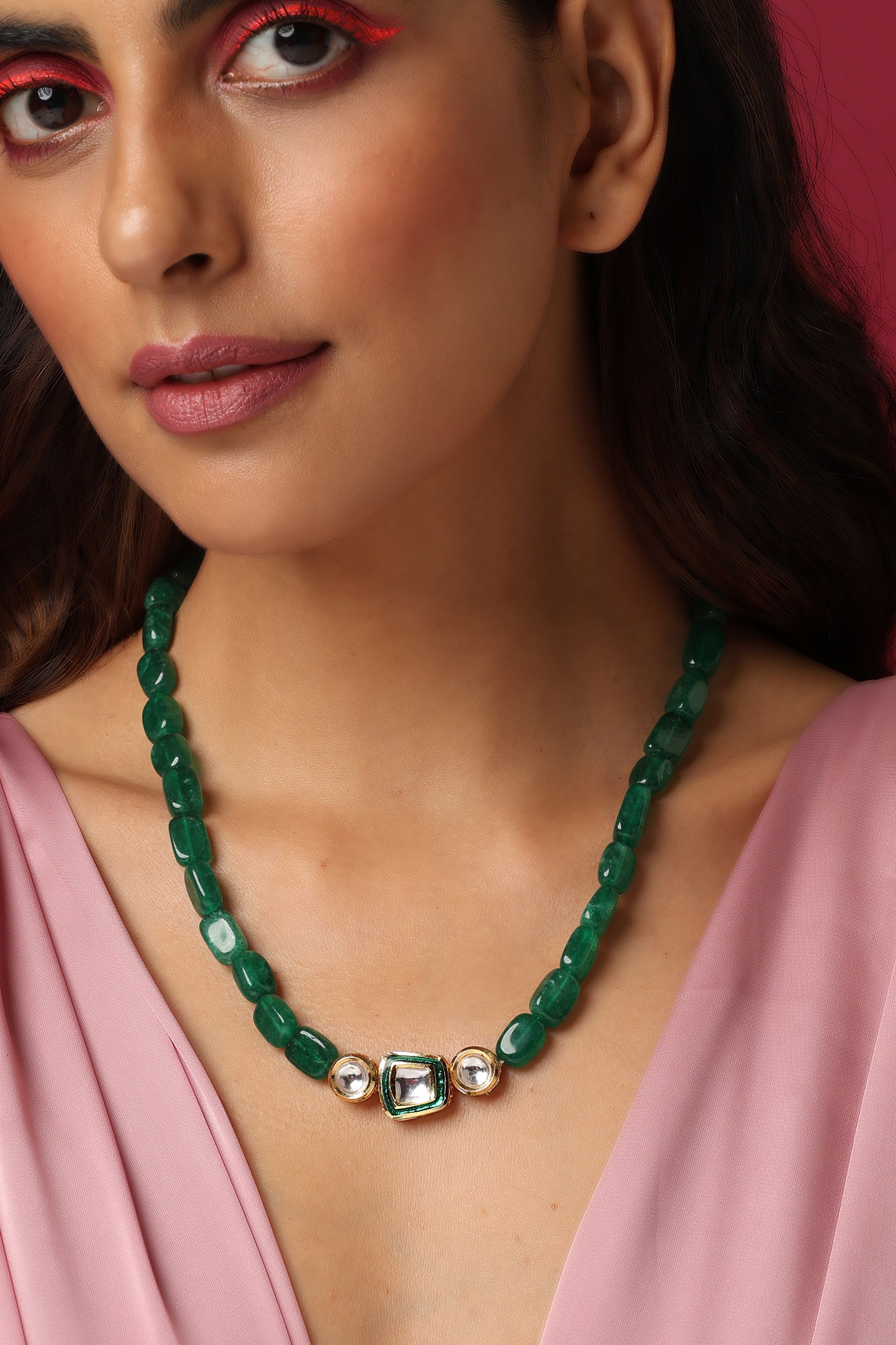 Enchanted Emerald Kundan Necklace