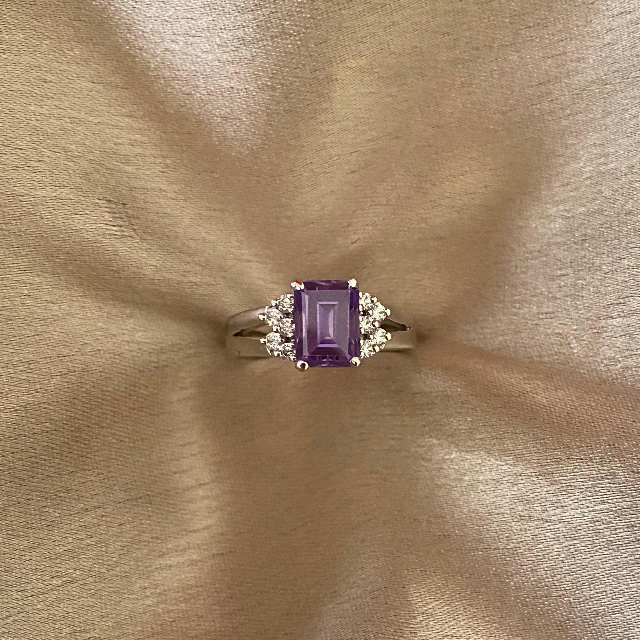 Amethyst CZ Sparkle Ring - Dyulokha