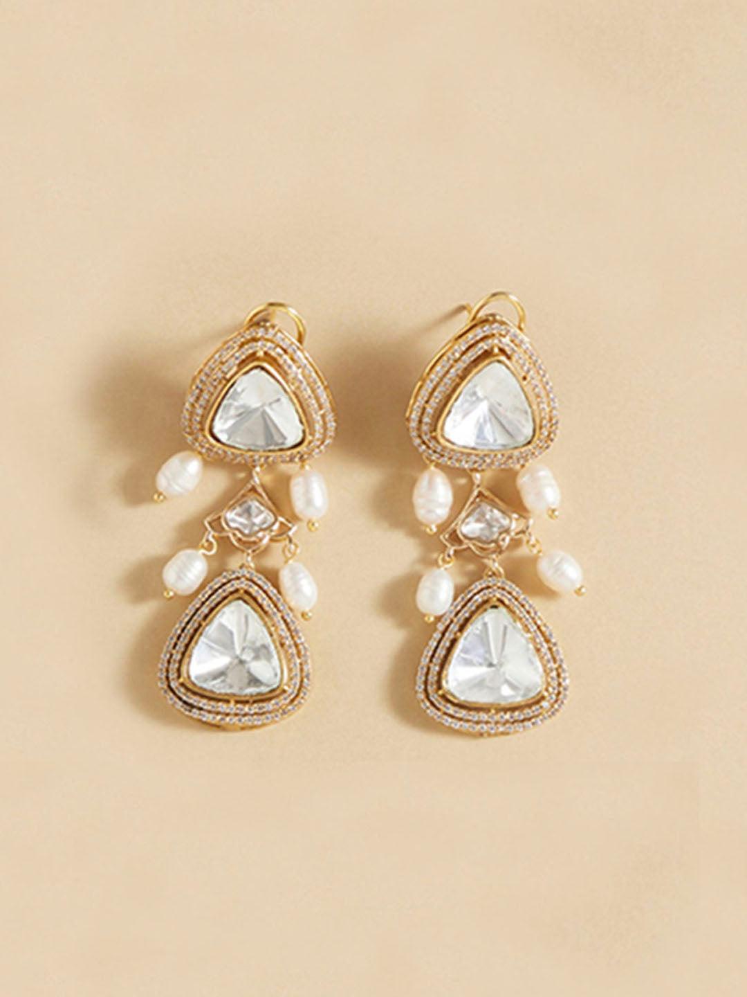 Timeless Grace Polki and Pearl Earrings - Dyulokha