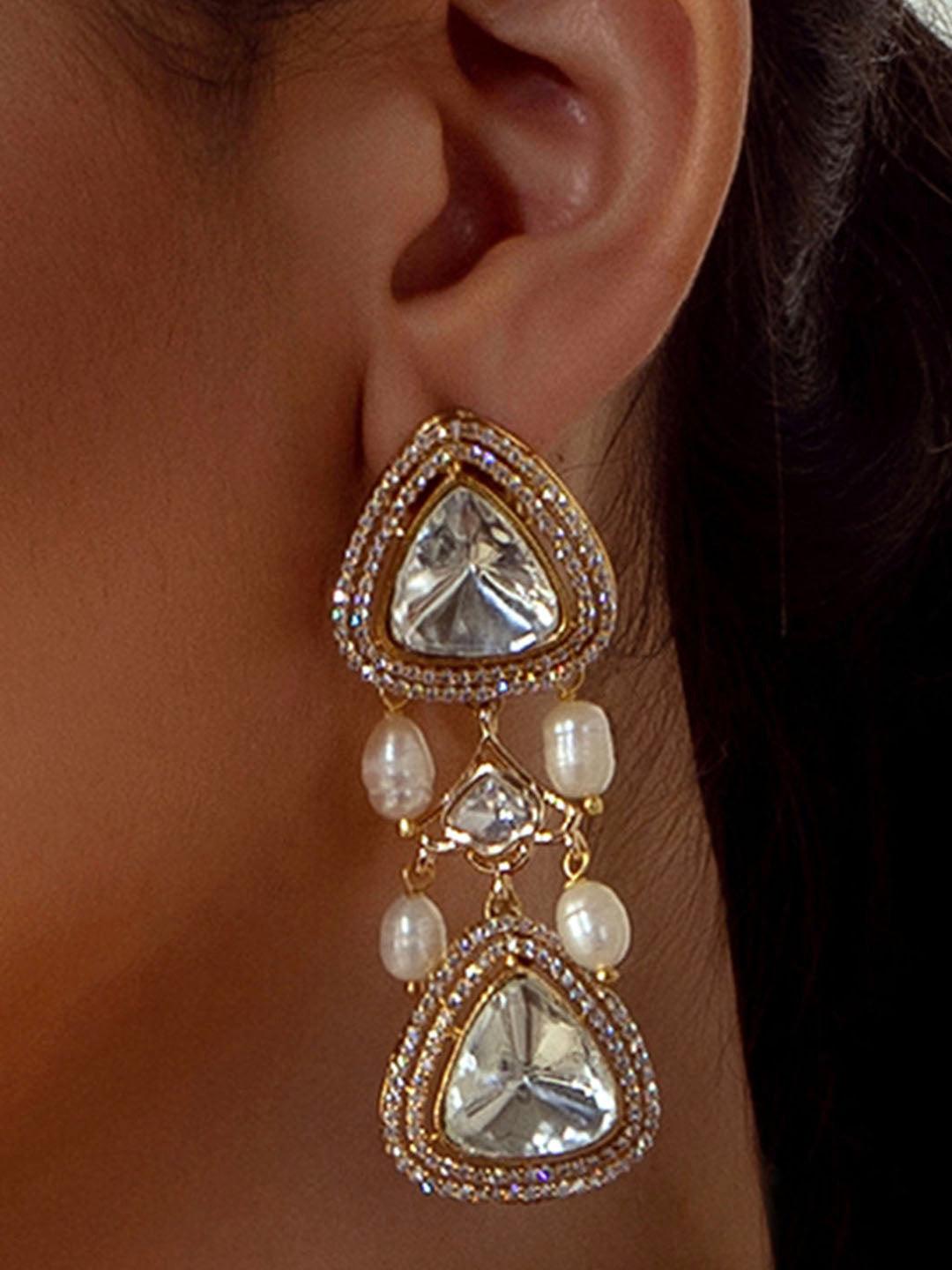 Timeless Grace Polki and Pearl Earrings - Dyulokha