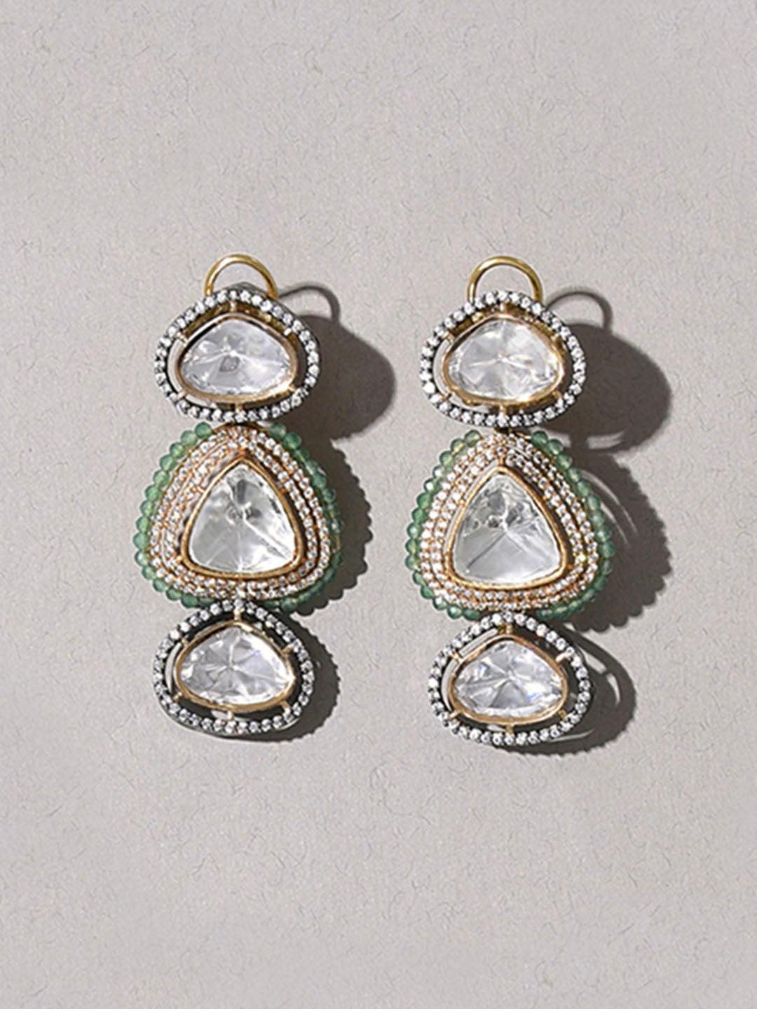 Emerald Elegance Polki Earrings - Dyulokha