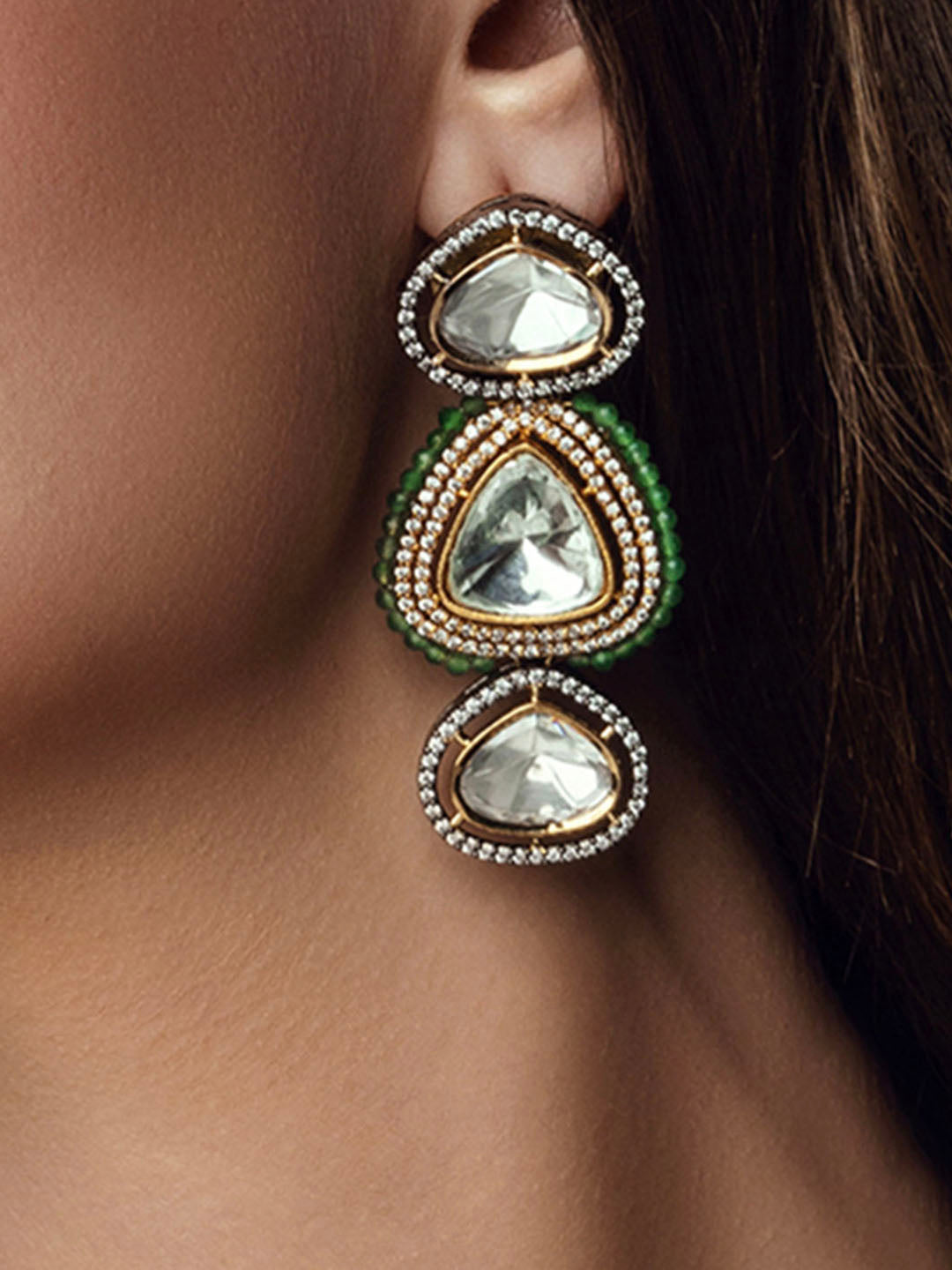 Emerald Elegance Polki Earrings