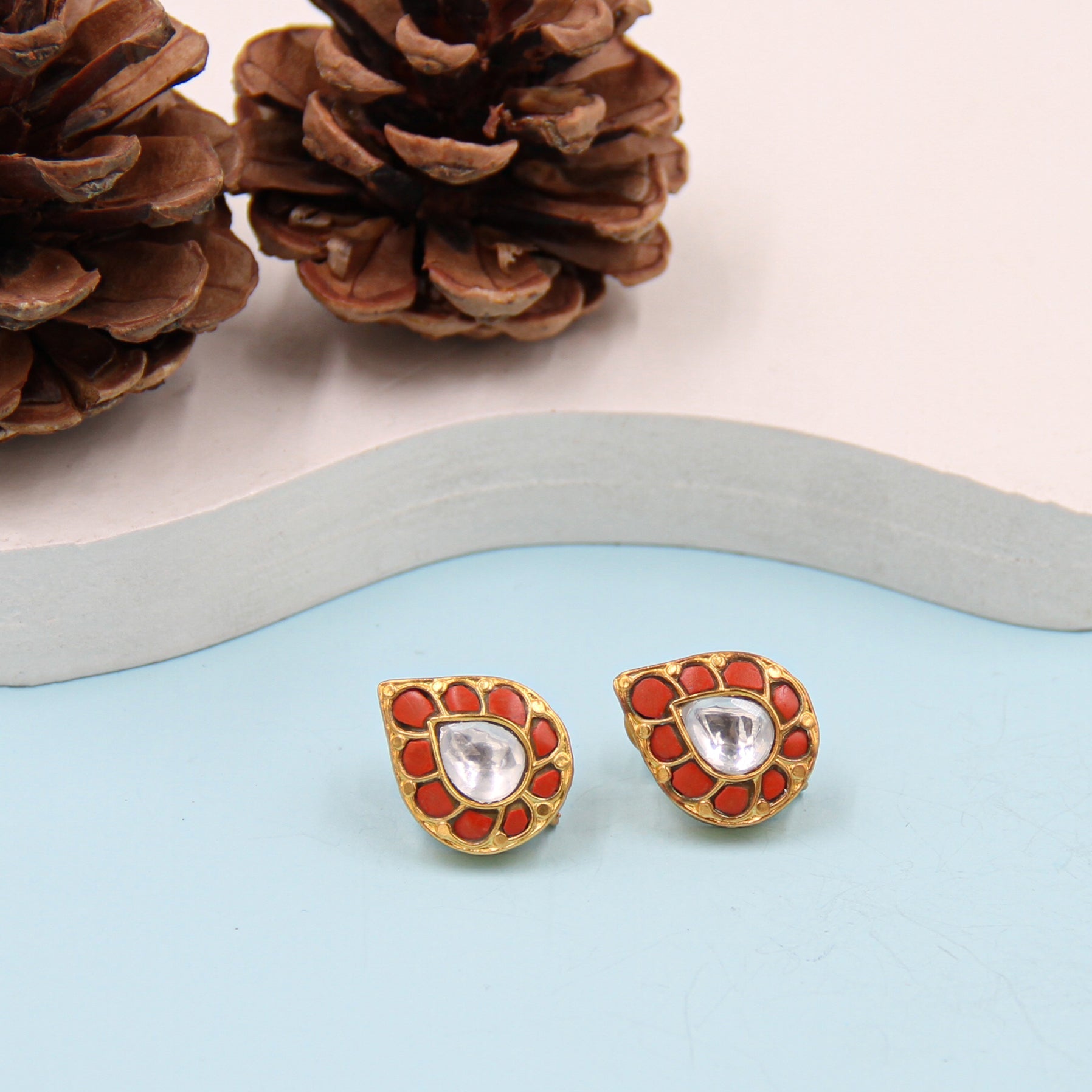 Kundan & Coral Earrings