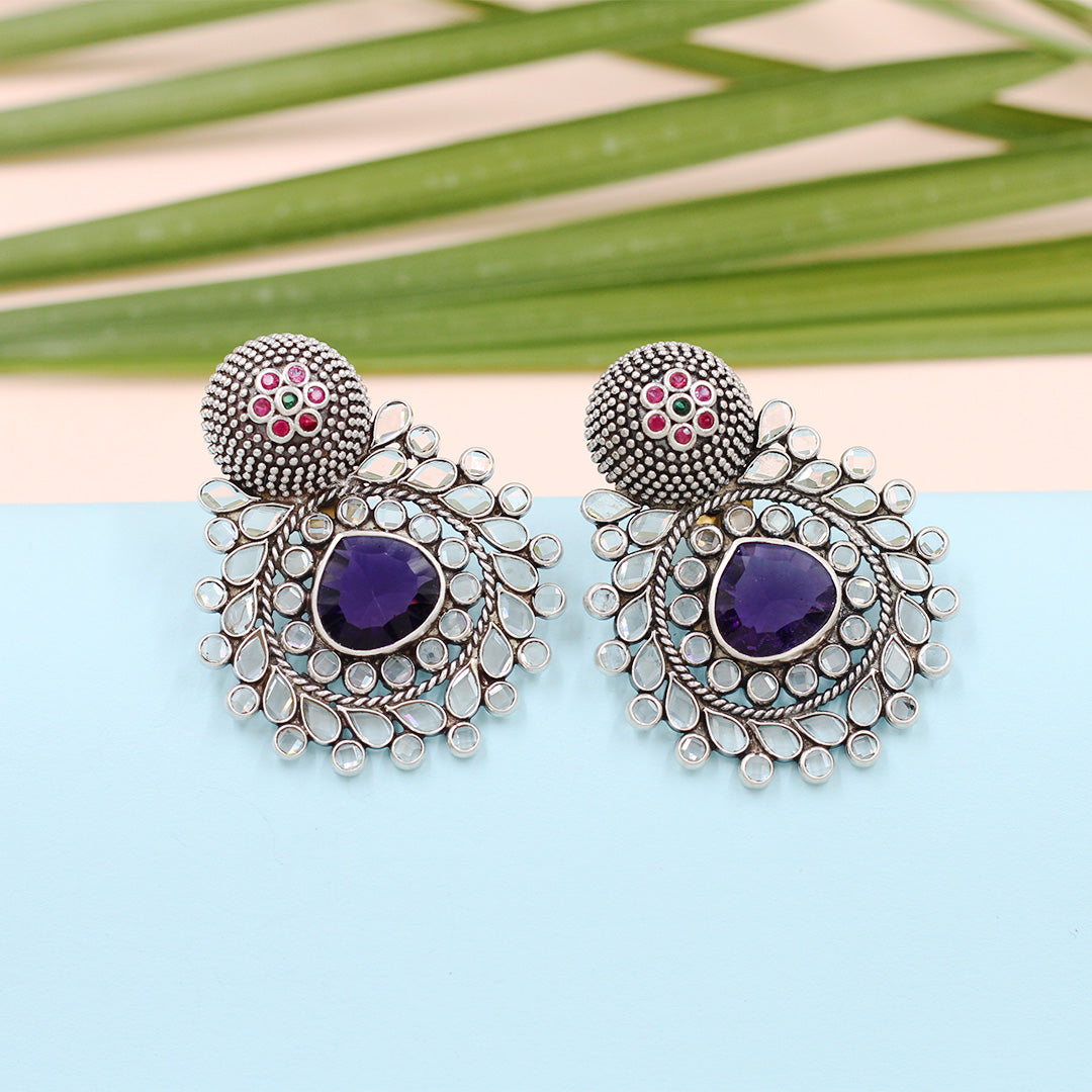 Silver Radiance Purple Earrings