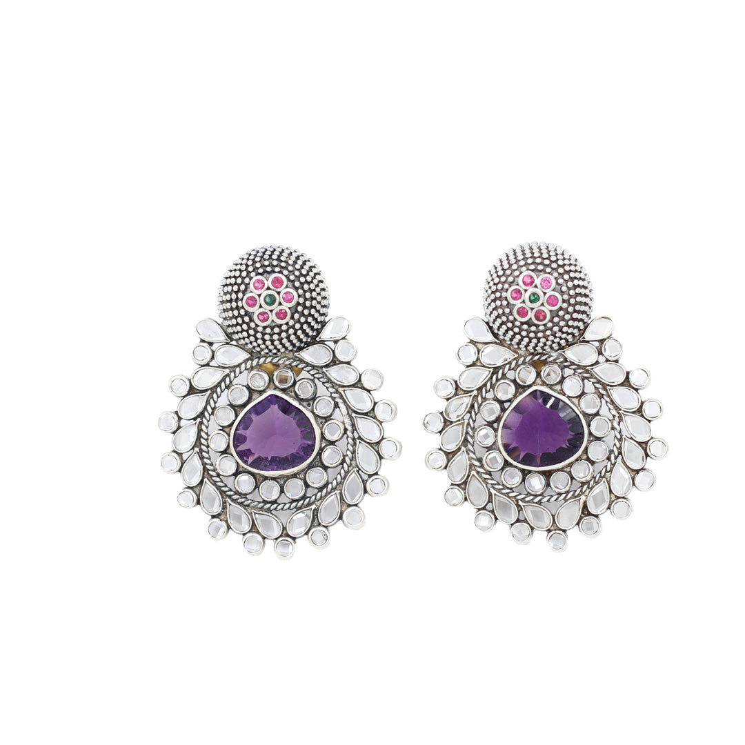Silver Radiance Purple Earrings