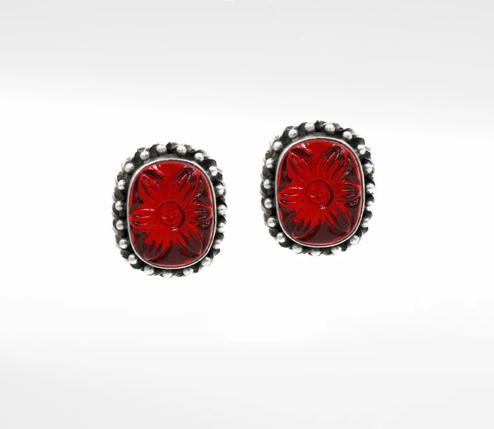 Crafted Garnet Touch Studs