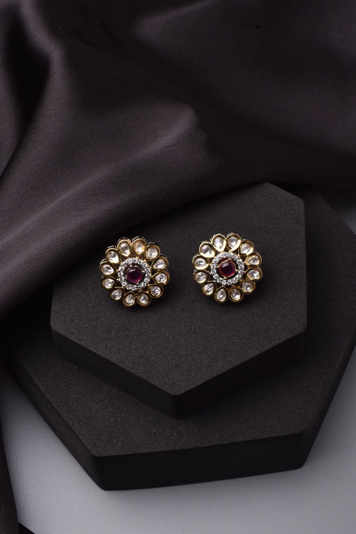 Luminous Luxe Red Polki Studs - Dyulokha