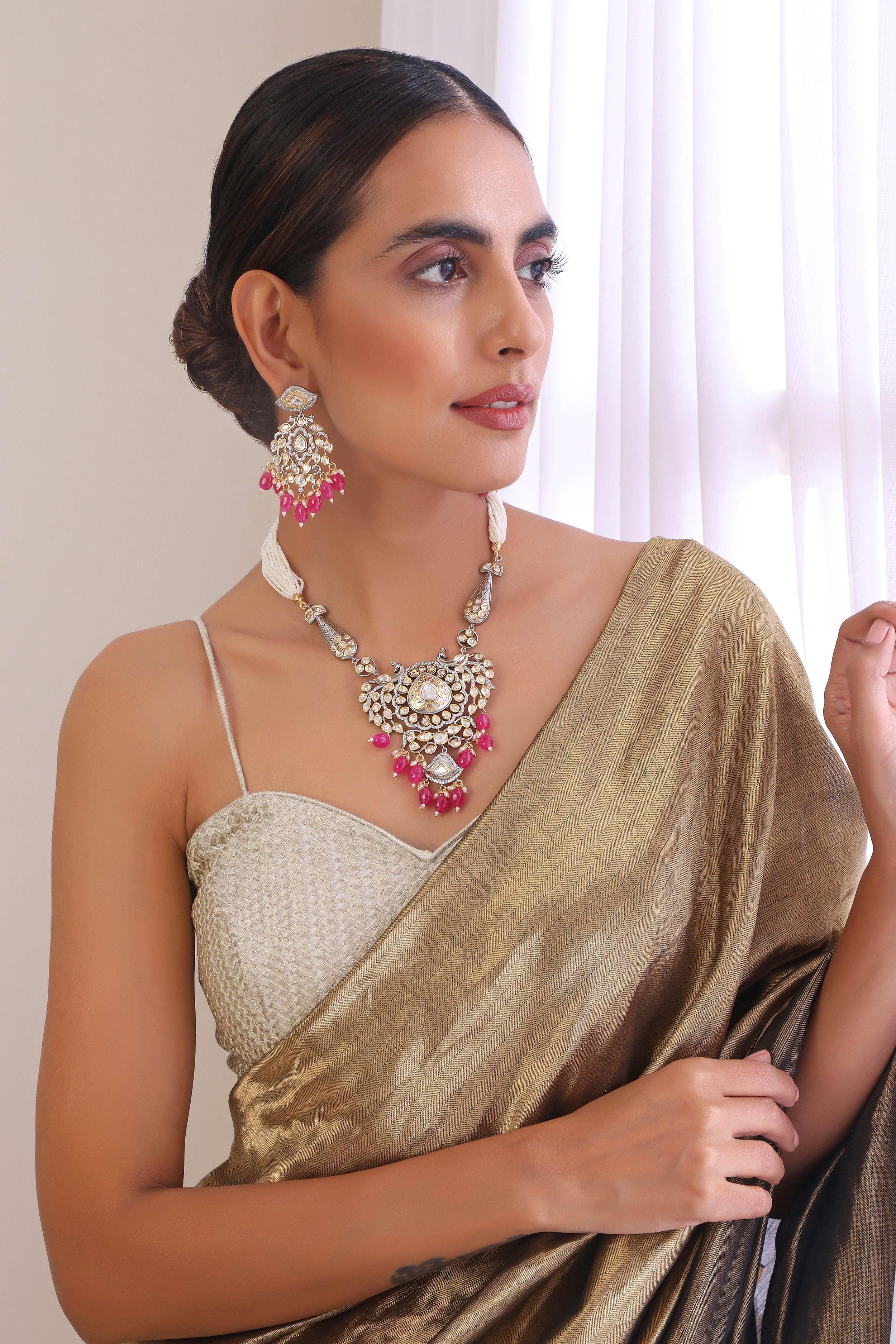 Classic Grace Polki & Pearl Necklace Set - Dyulokha