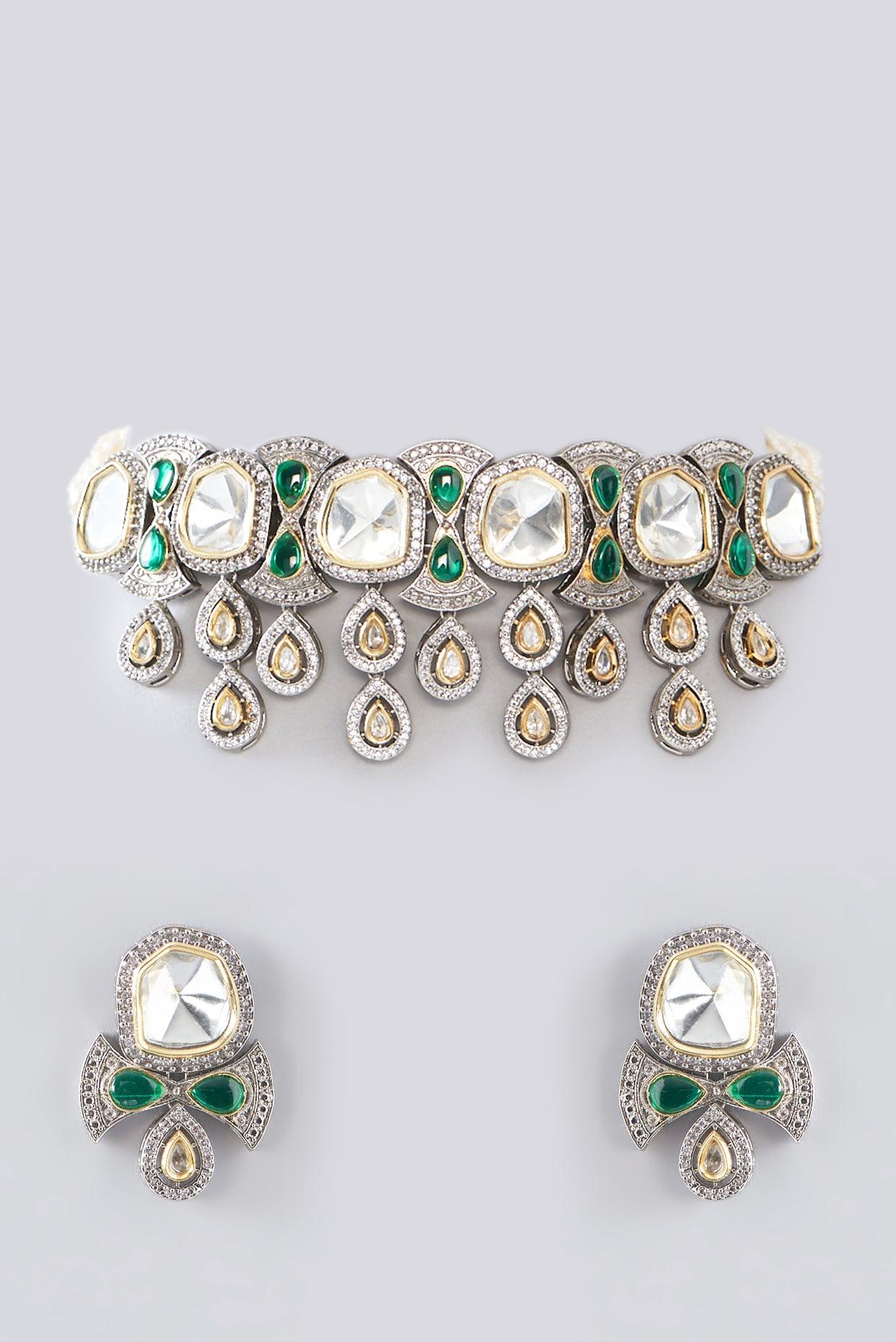 Regal Pearls Kundan Polki Choker Set - Dyulokha