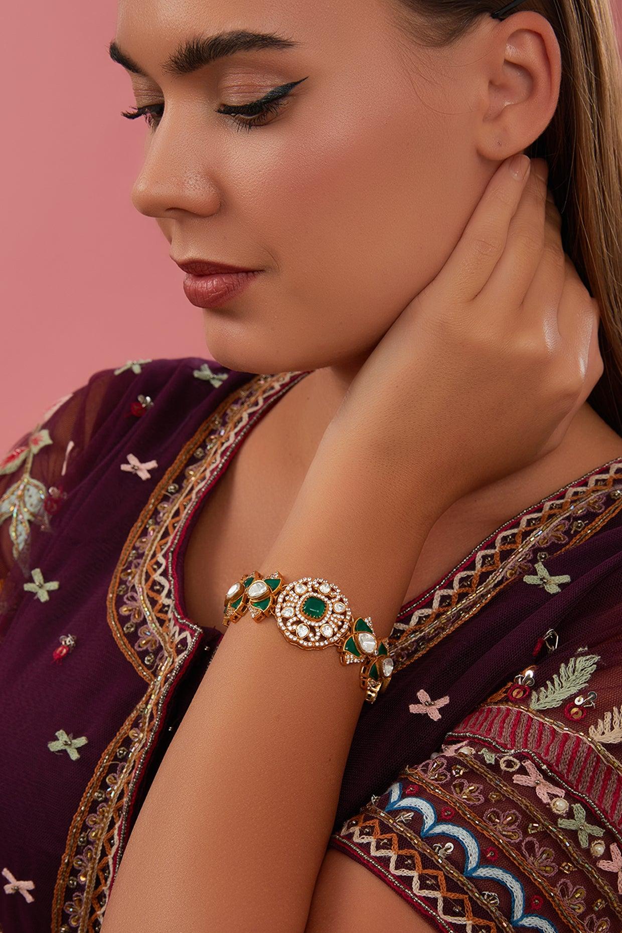 Statement Sparkle Kundan Bracelet - Dyulokha