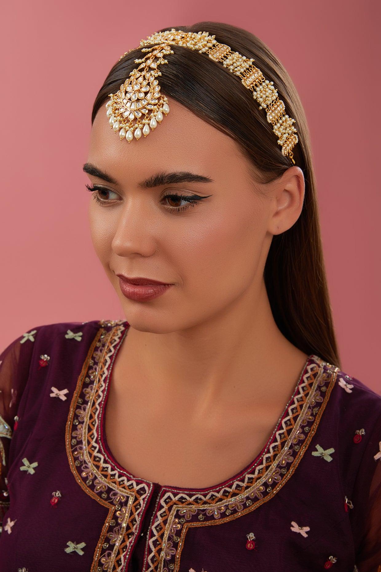 Golden Sheeshpati Kundan Polki Matha Patti - Dyulokha