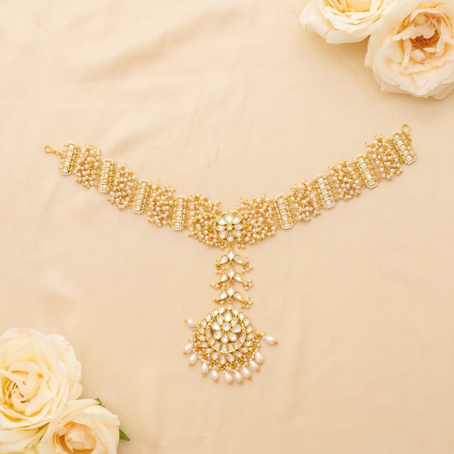 Golden Sheeshpati Kundan Polki Matha Patti - Dyulokha