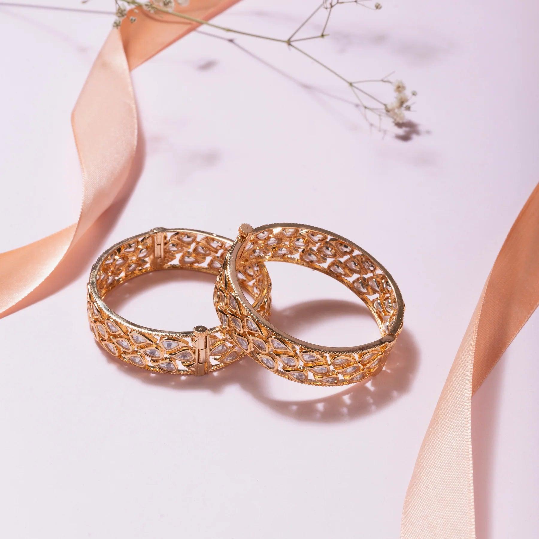 Opulent Kundan Polki Bangles - Dyulokha