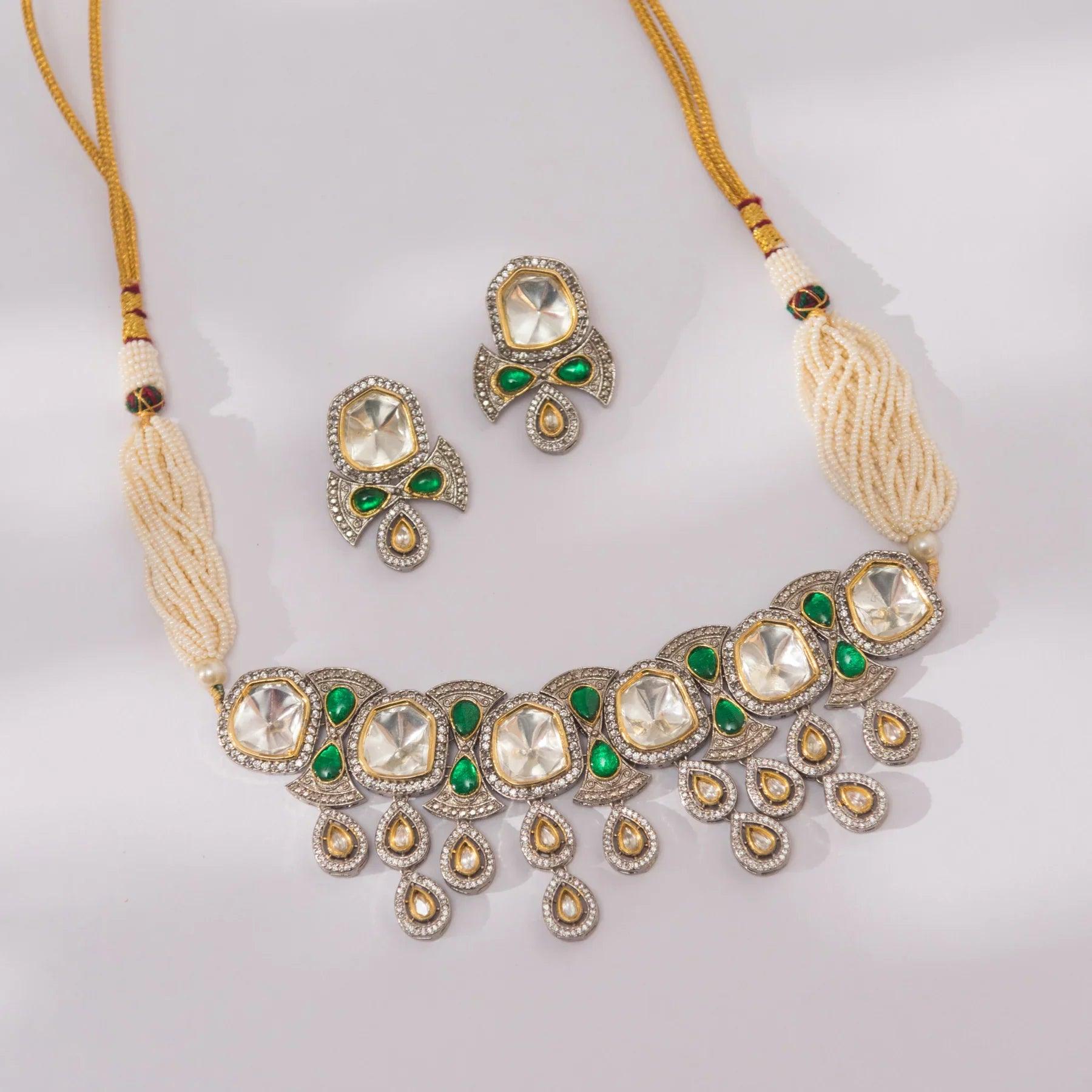 Regal Pearls Kundan Polki Choker Set - Dyulokha