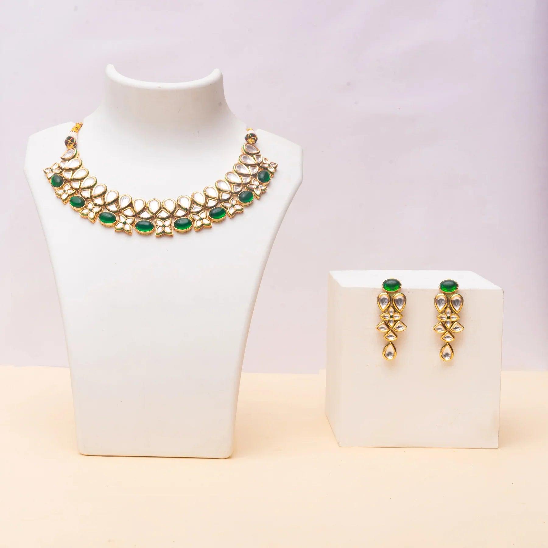 Enchanting Emeralds Kundan Necklace Set - Dyulokha