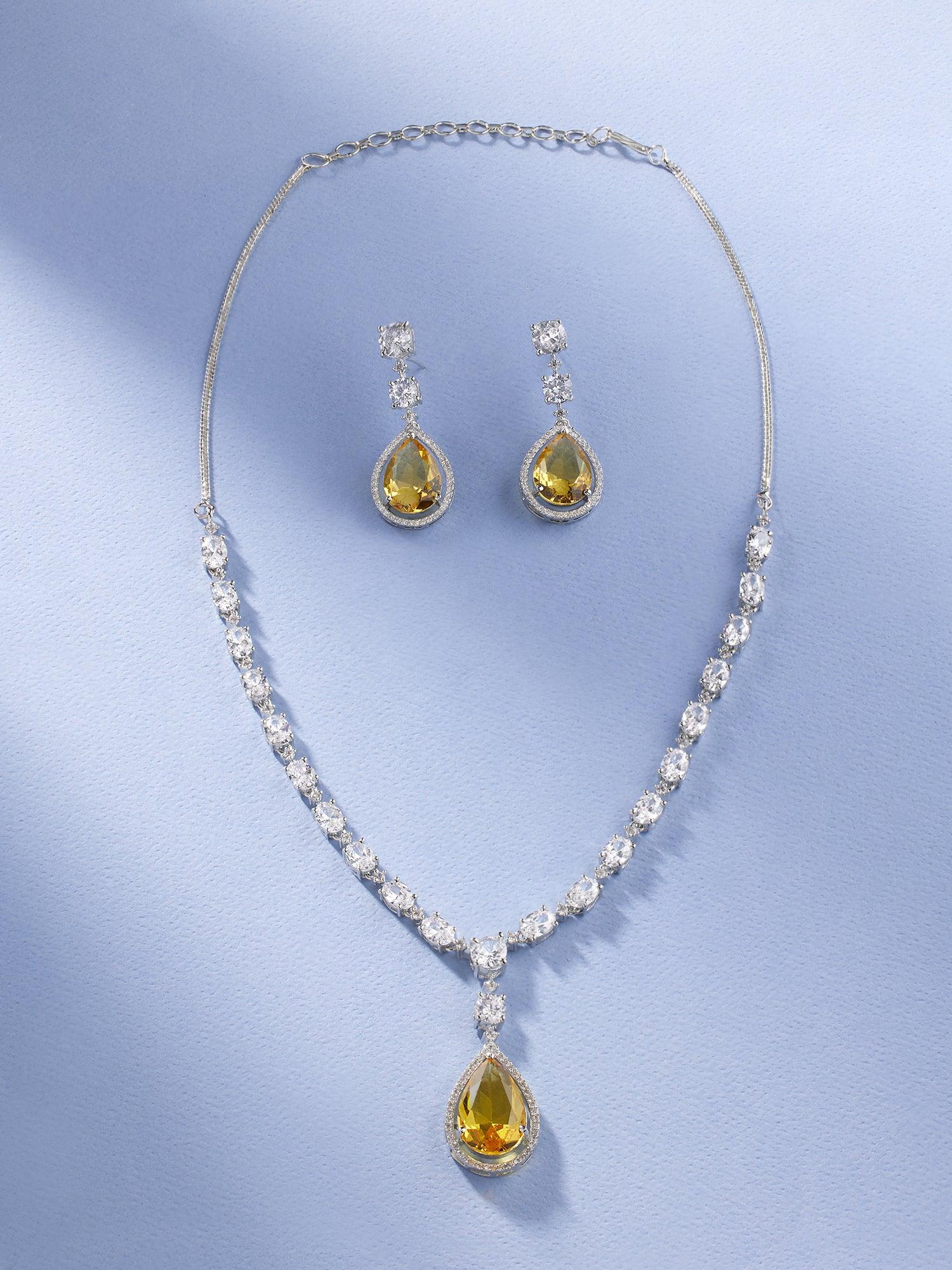 Dazzling Yellow Sapphire Necklace Set - Dyulokha