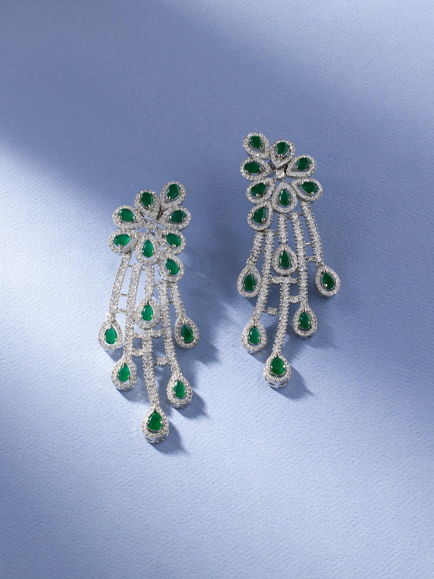 Green Envy Emerald Chandelier Earrings - Dyulokha