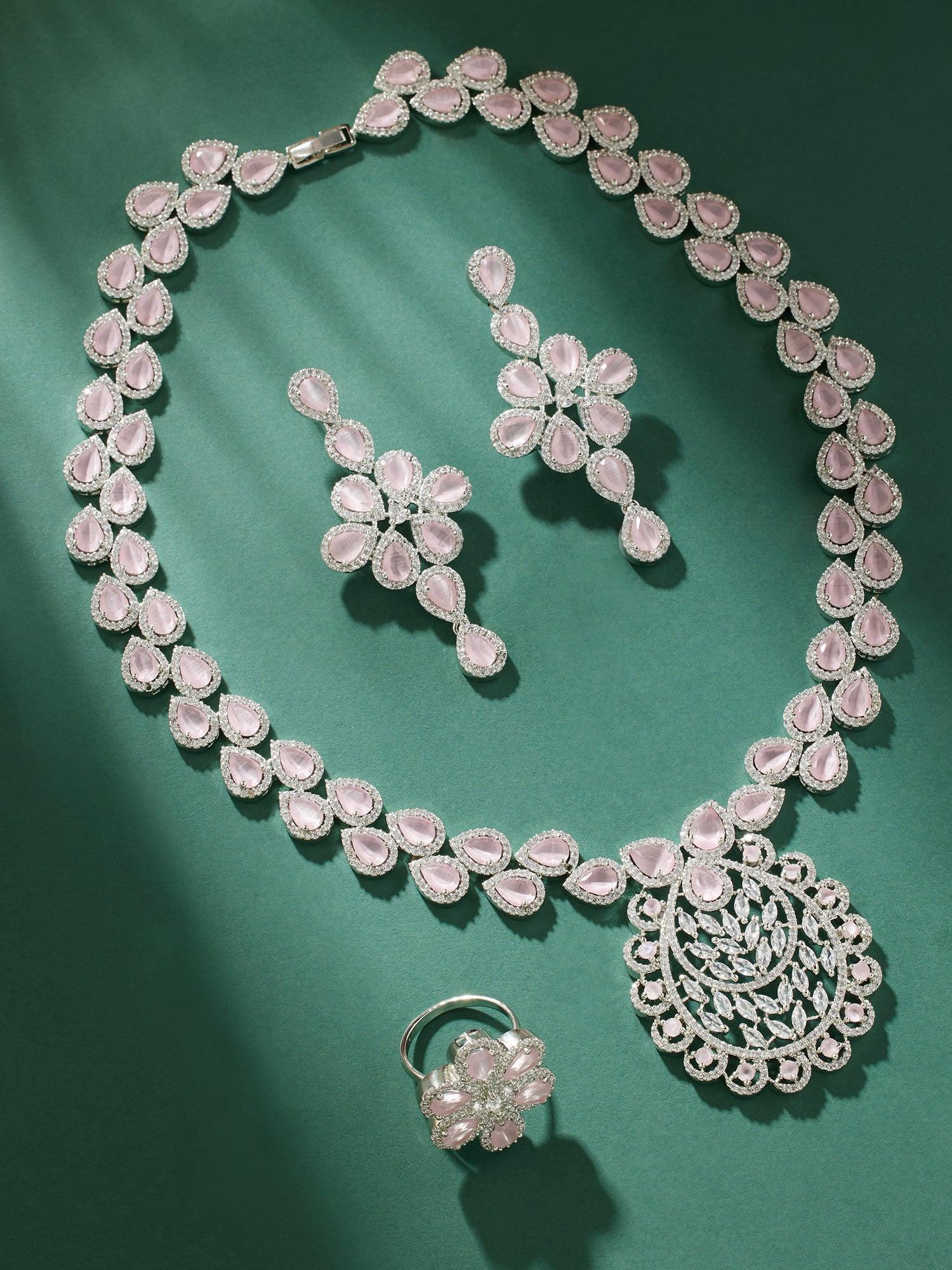 Graceful Pink Symphony Neckace Set - Dyulokha