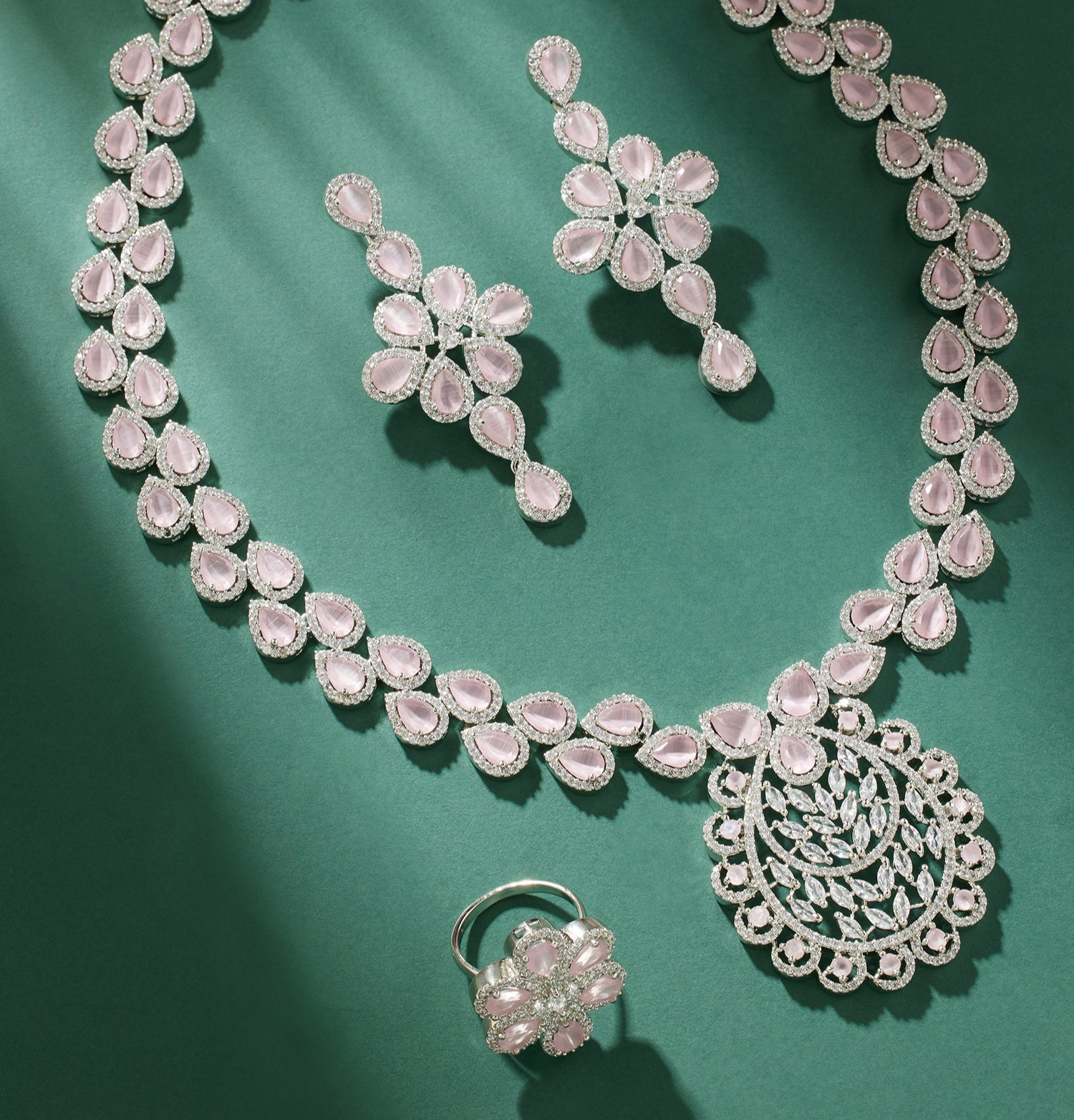 Graceful Pink Symphony Neckace Set