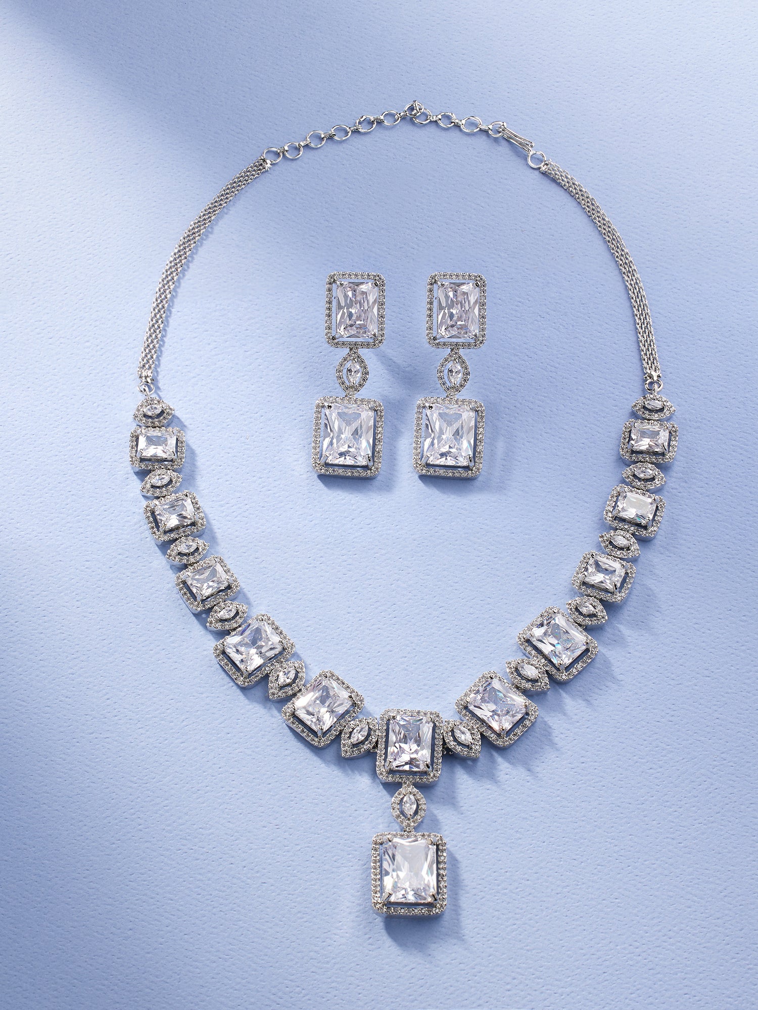 Rectangular Brilliance Necklace Set