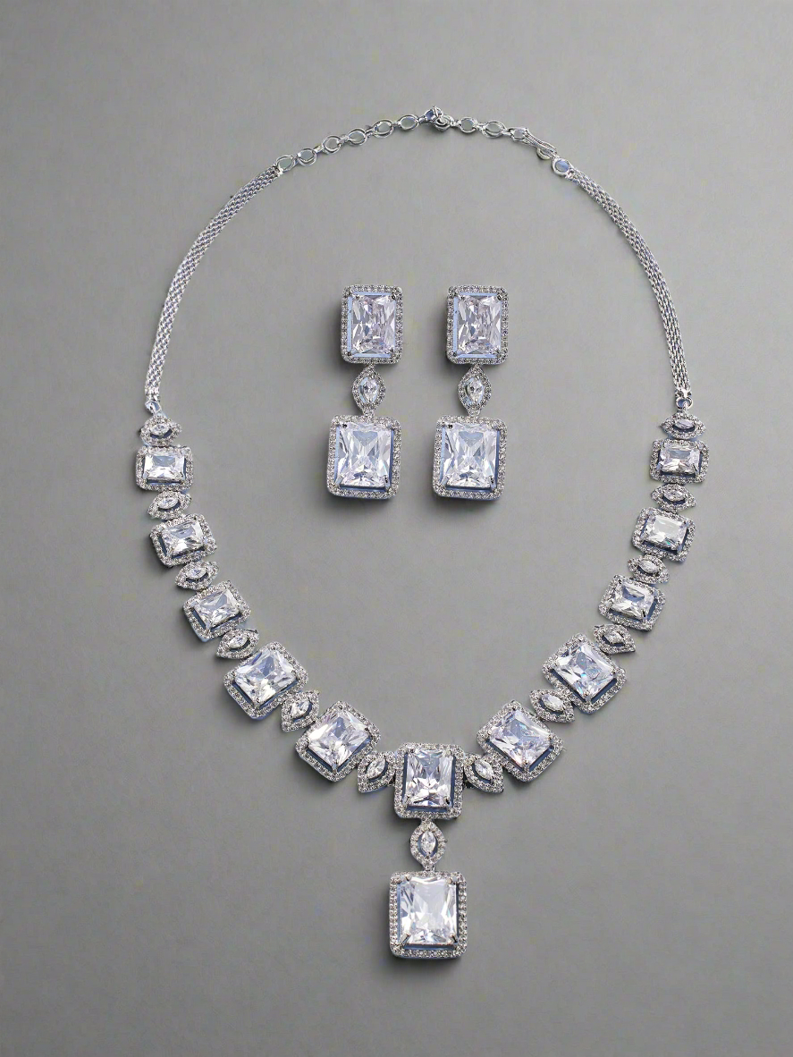 Rectangular Brilliance Necklace Set