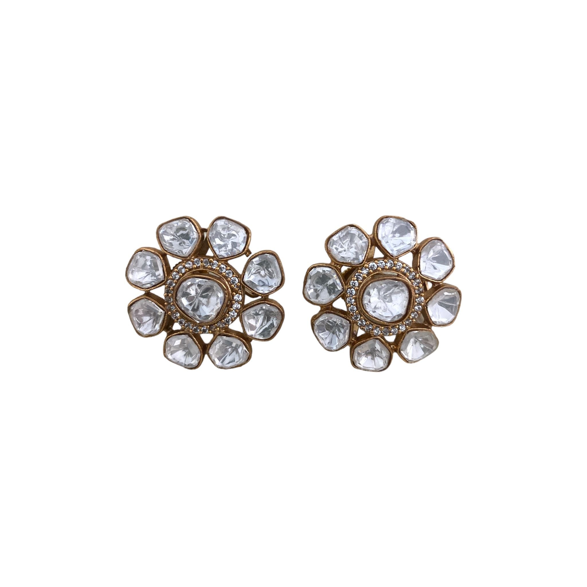 Gilded Blooms Polki Floral Studs