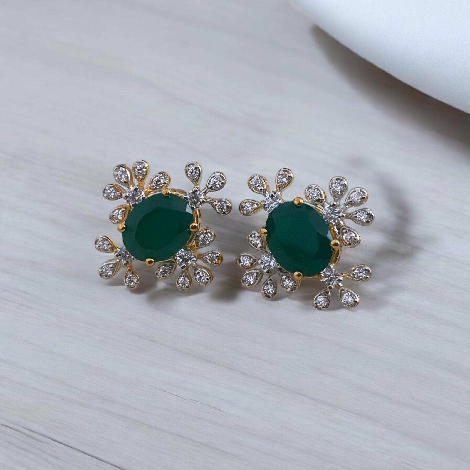 Emerald Glow CZ Earrings - Dyulokha