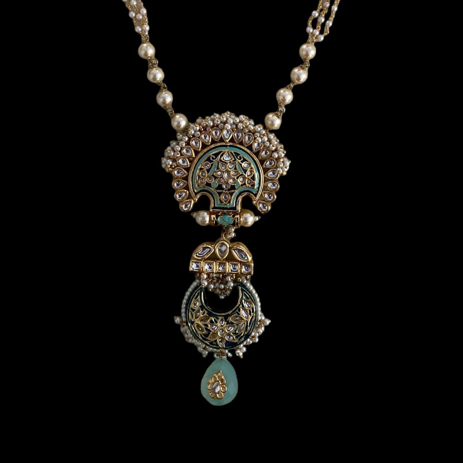 Blue Meenakari Kundan Pearl Necklace - Dyulokha