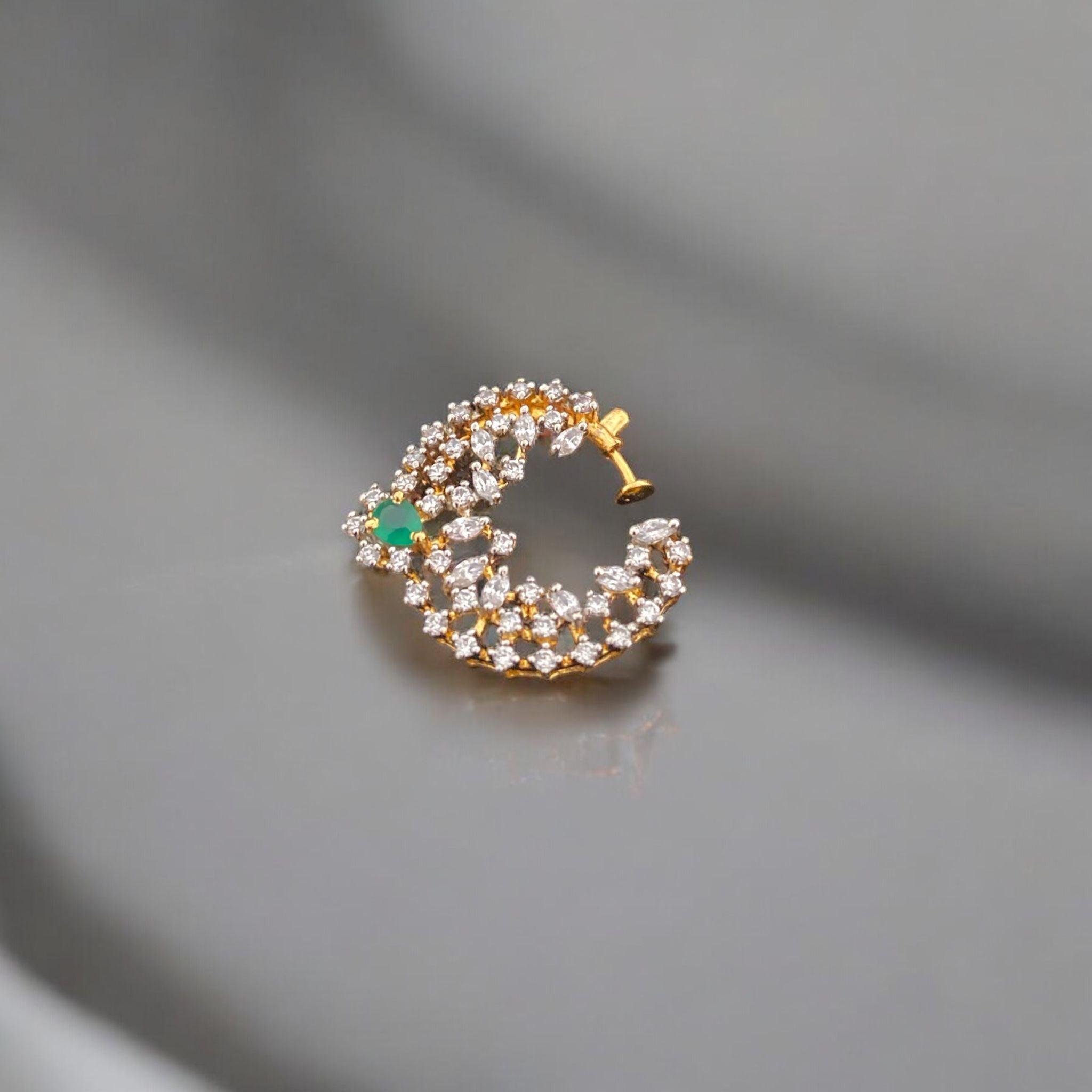 Enchanting Emerald Nose Ring - Dyulokha