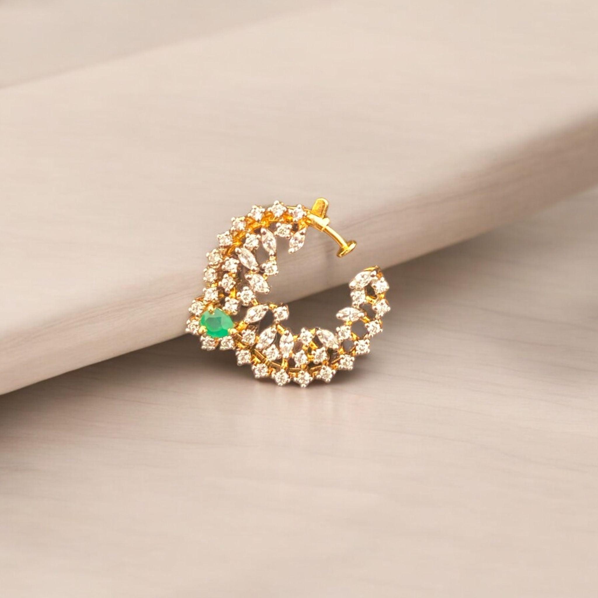 Enchanting Emerald Nose Ring - Dyulokha