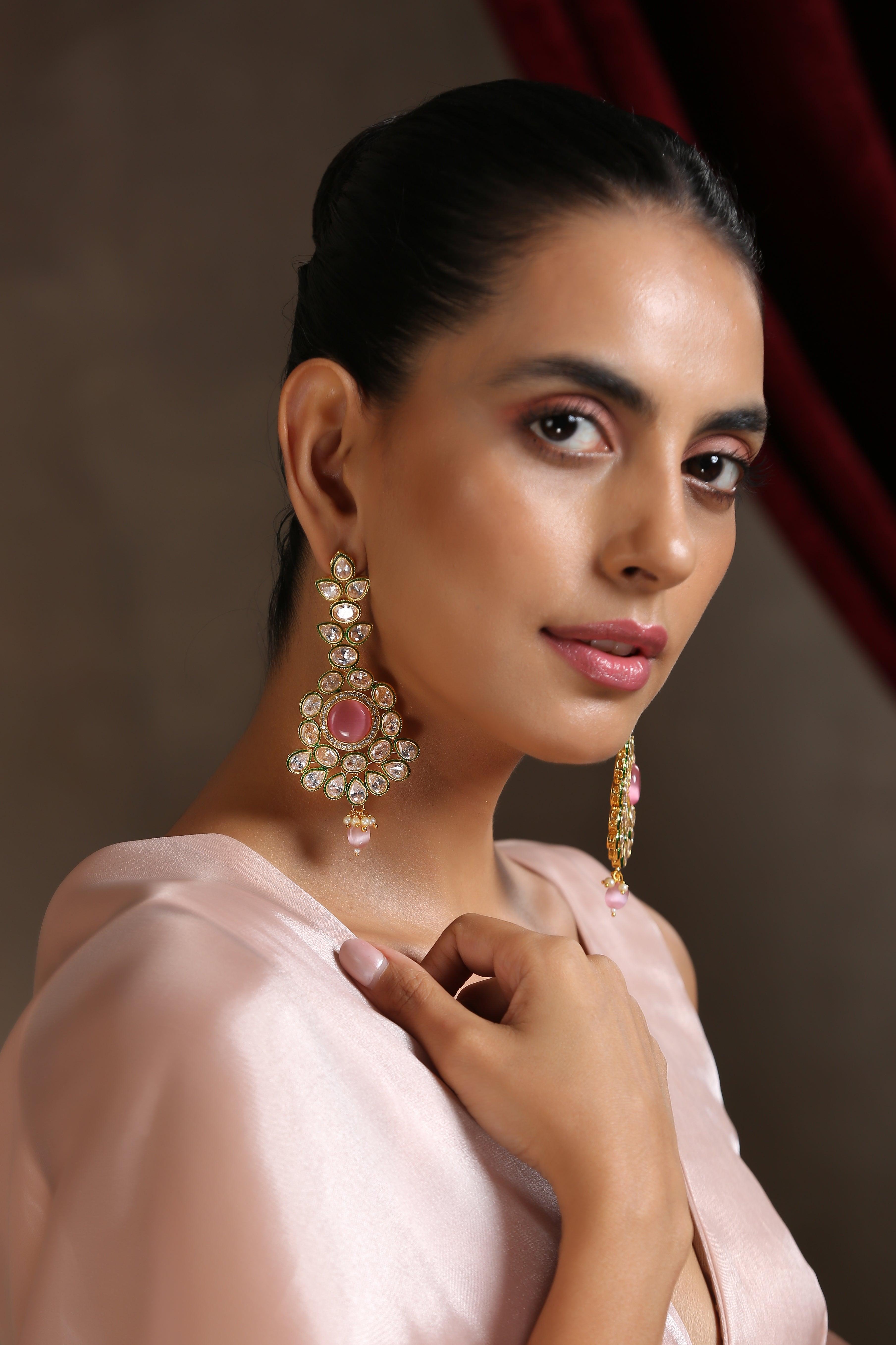 Blush Brilliance Kundan Earrings - Dyulokha