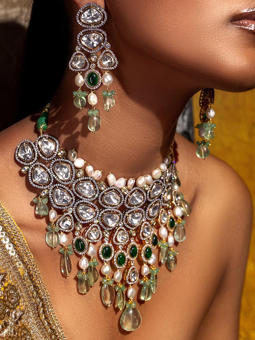 Glowing Fluoride Polki Bridal Set - Dyulokha