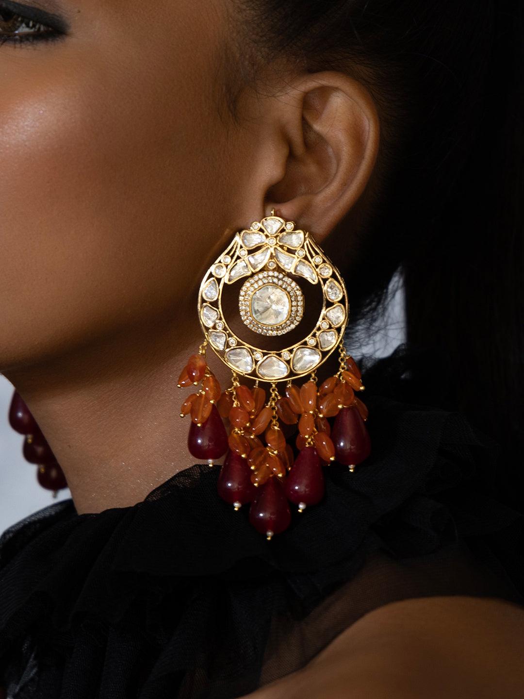 Polki Crimson Charm Drop Earrings - Dyulokha