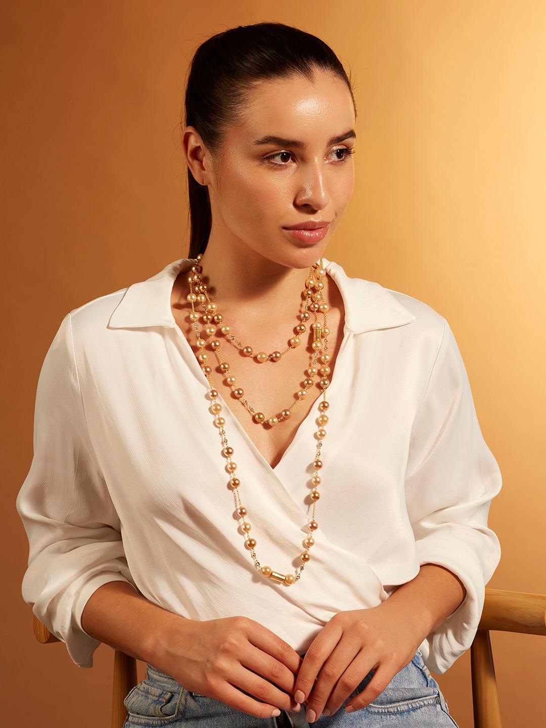 Sophisticated Pearl Sautoir Necklace - Dyulokha