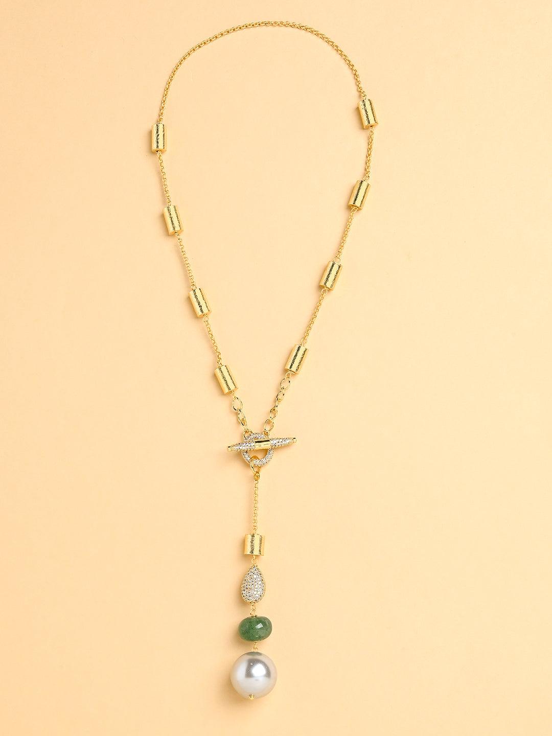 Jade & Pearl Lasso Necklace - Dyulokha