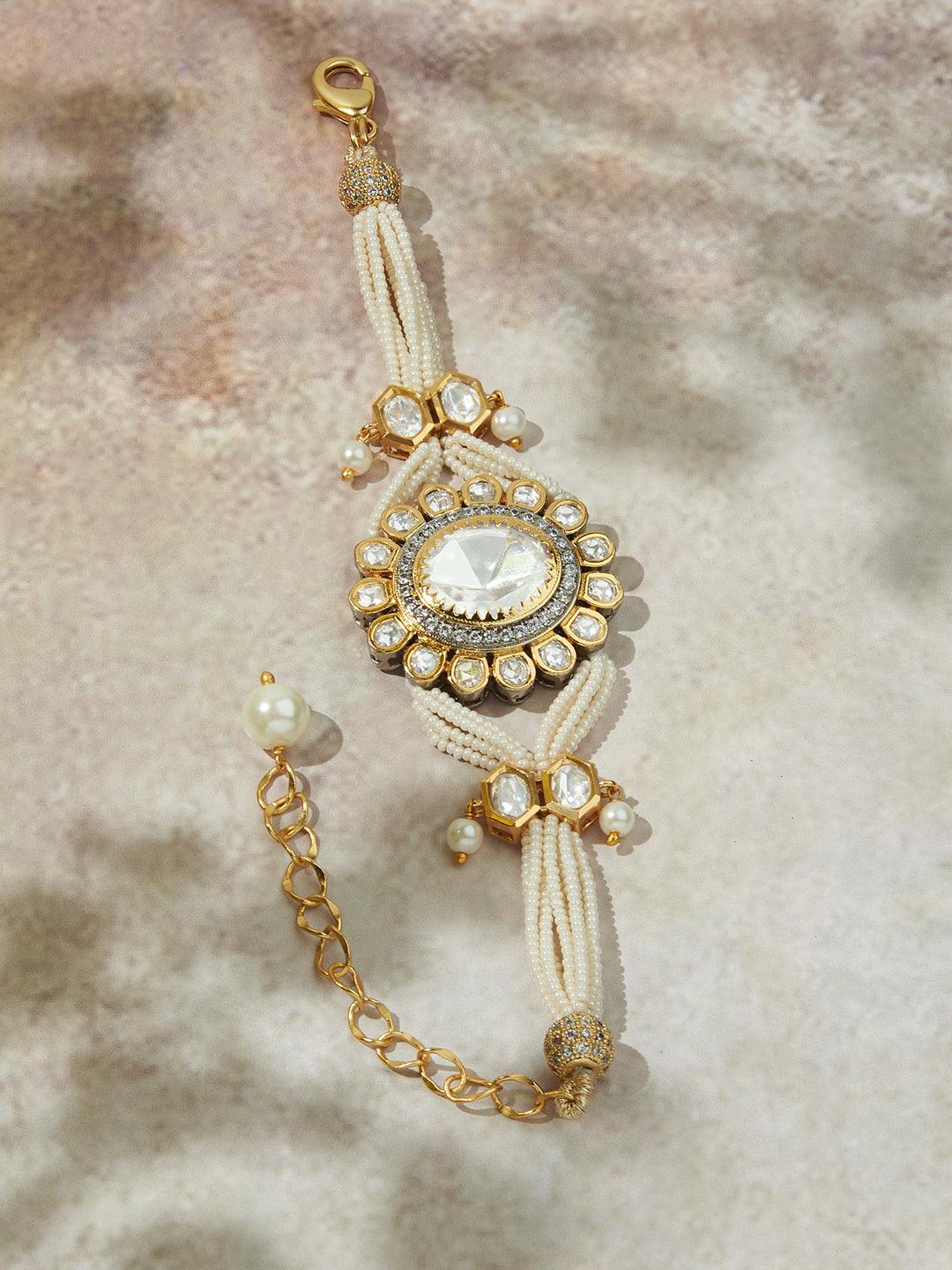 Pearl Radiance Polki Bracelet - Dyulokha