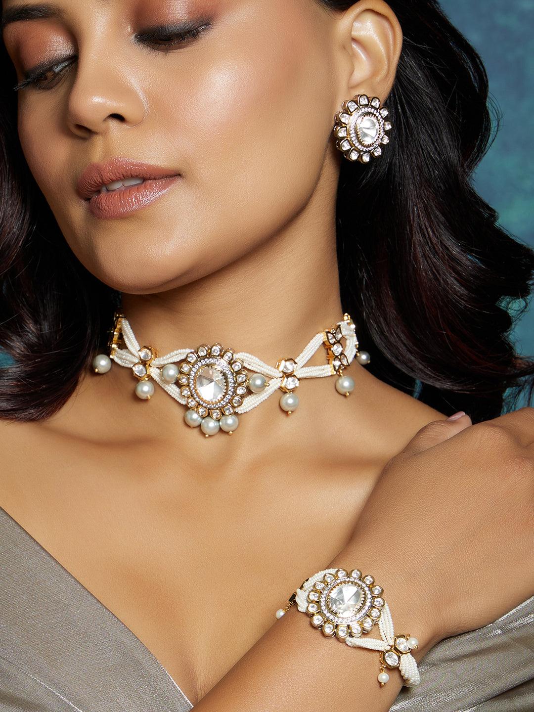 Pearl Radiance Polki Bracelet - Dyulokha