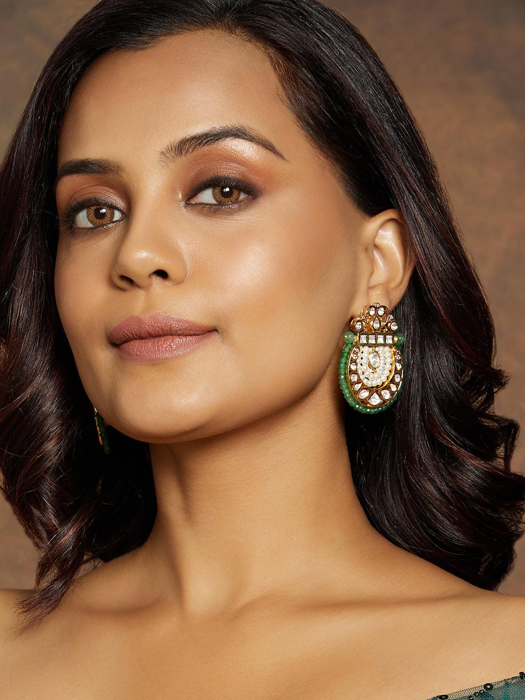 Polki & Pearl Fusion Earrings - Dyulokha