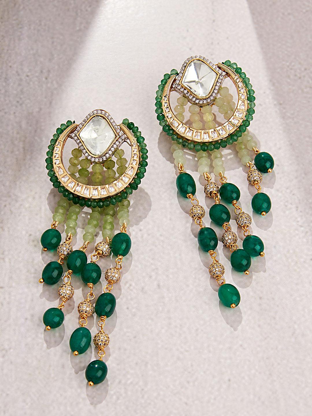 Emerald Elegance Danglers - Dyulokha