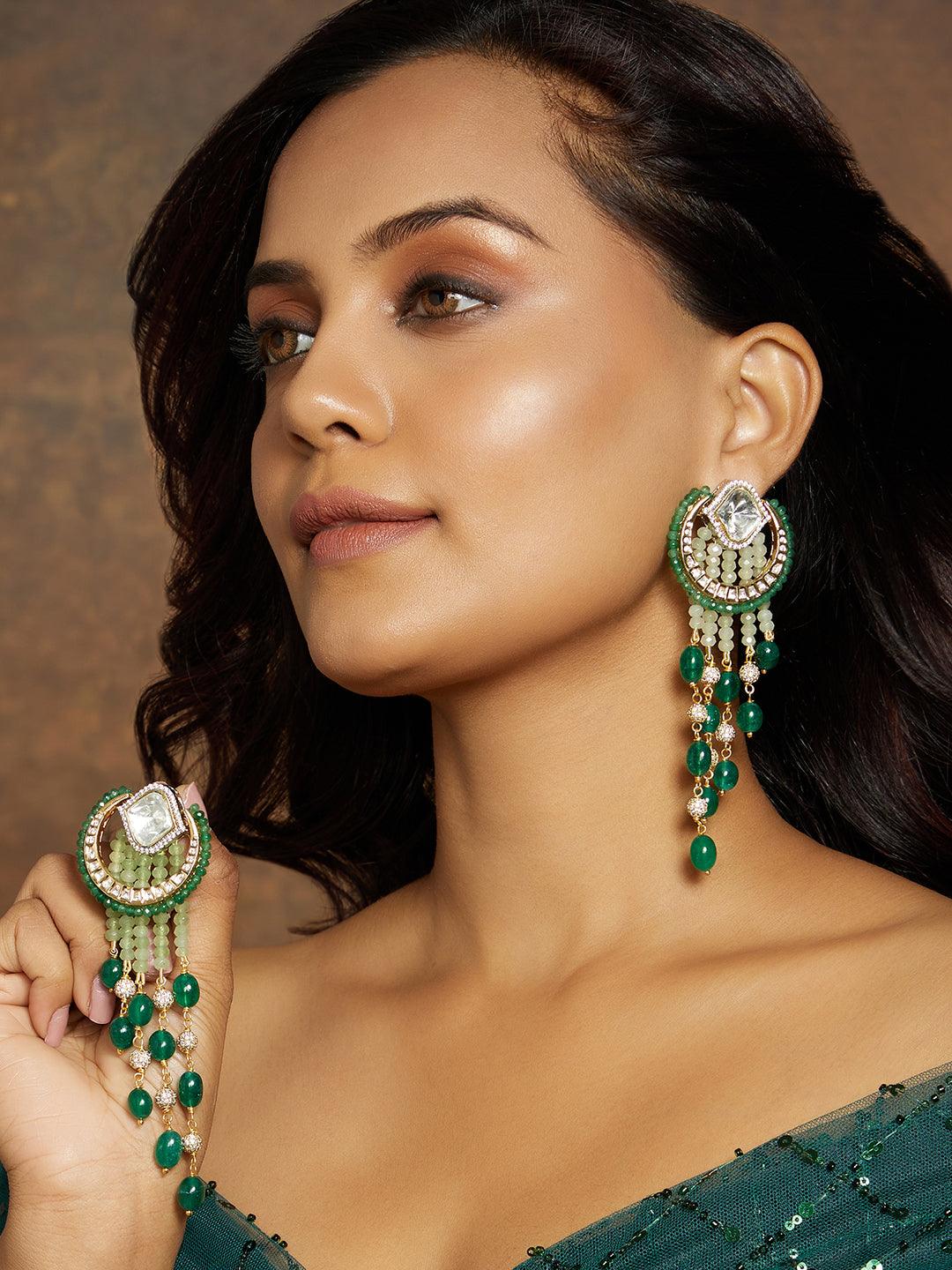 Emerald Elegance Danglers - Dyulokha